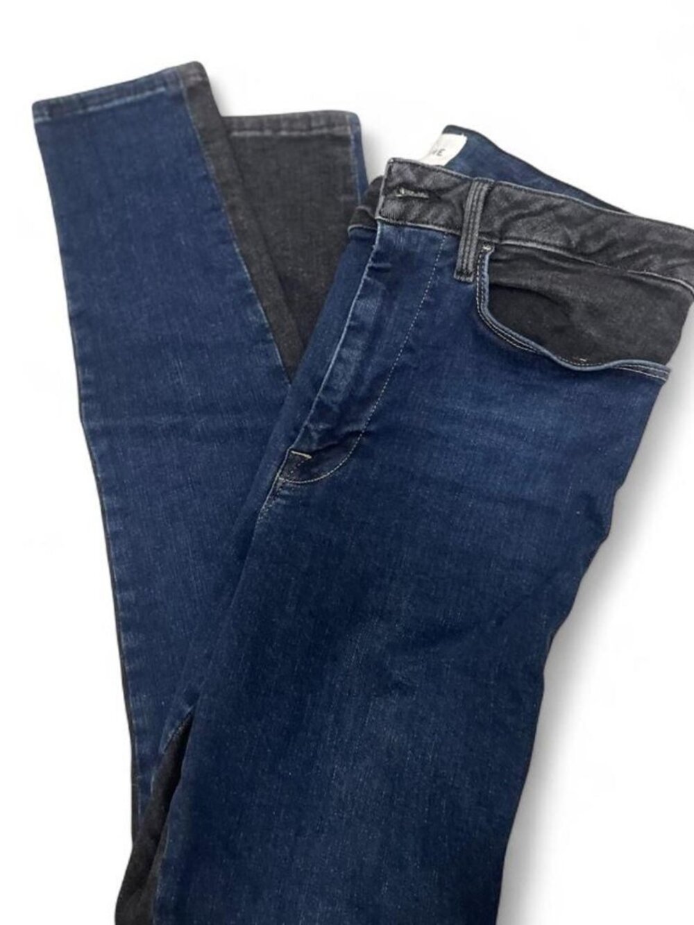 Frame Denim Skinny JeansBlue Black Two Tone Colorblock Size 2 - Picture 5 of 7